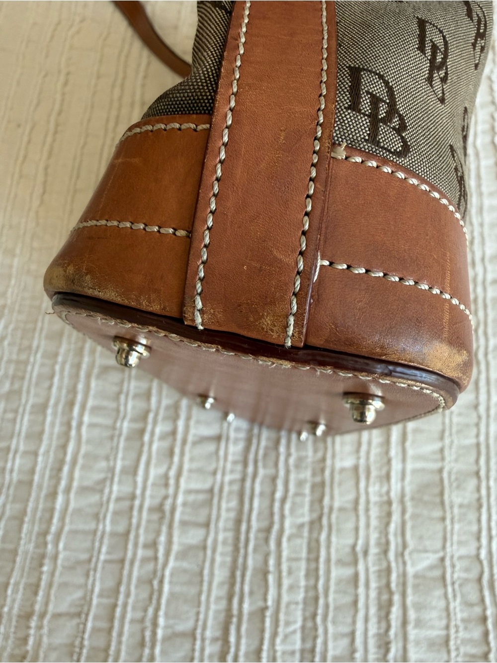 Vintage Dooney & Bourke monogram canvas tote bag leather classic - Picture 7 of 12